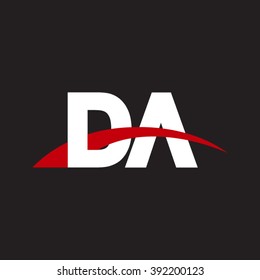 D initial overlapping swoosh letter logo white red black background