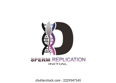 D Initial Sperm Replication glyph icon. Style is bicolor flat symbol

