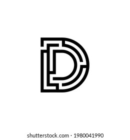 d initial technology logo design vector template