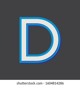 D initial text font logo icon vector design graphic minimal clean premium modern cyan blue light Outline
