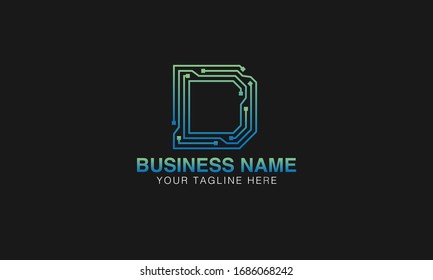  D initial Unique Minimal Style based logo monogram typography