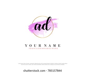 A D Initial water color logo template vector