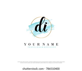 D I Initial water color logo template vector