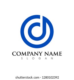 "D" Initials circle rotation logo template