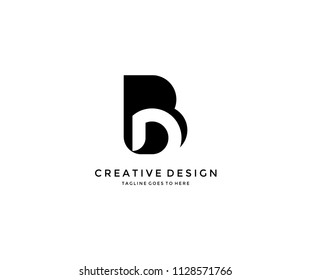 D Inside Isolated B Letter Logo Design