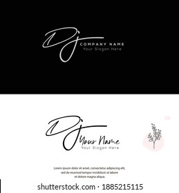 D J DJ Initial letter handwriting and signature logo. Beauty vector initial logo .Fashion, boutique, floral and botanical