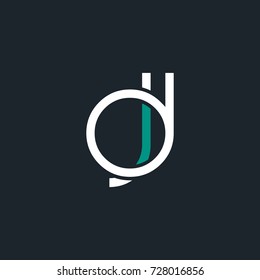 D J  double letter logo rounded design vector