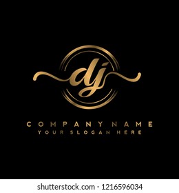 D J Initial handwriting logo vector
