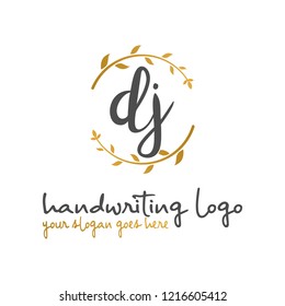 D J Initial handwriting logo vector