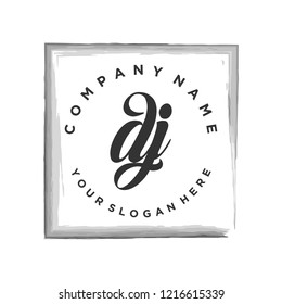 D J Initial handwriting logo vector