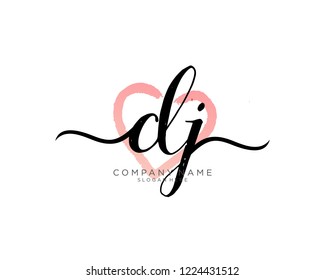 D J Initial handwriting logo vector
