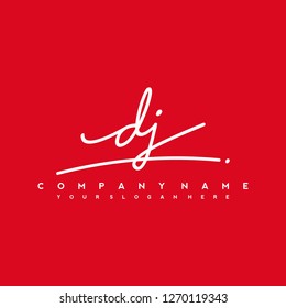 D J Initial handwriting logo vector