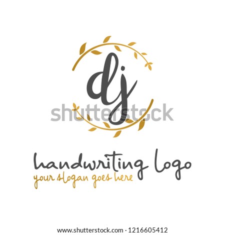 D J Initial handwriting logo vector
