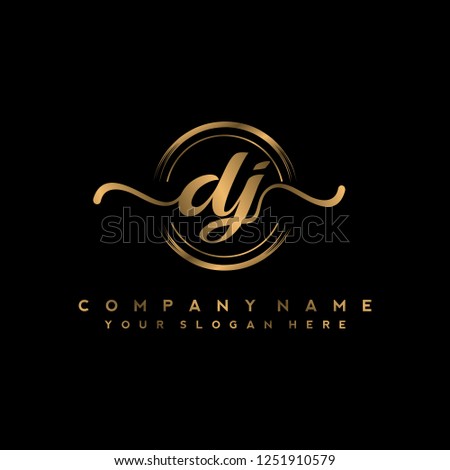 D J Initial handwriting logo vector