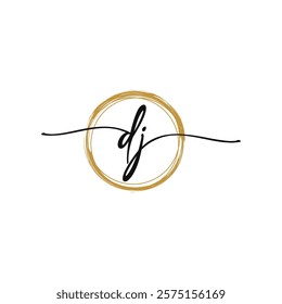 D J Initial Script Letter Beauty Logo Template