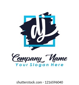 D J initial square logo template vector