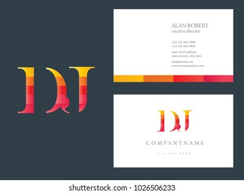 D & J joint logo multi color letters with business card template