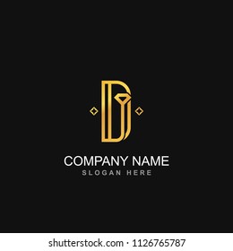 D J letter alphabet diamond gems jewellery vector logo design  