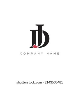 Diseño del logotipo de la letra D J. Logo del vector negro y rojo de la tipografía creativa