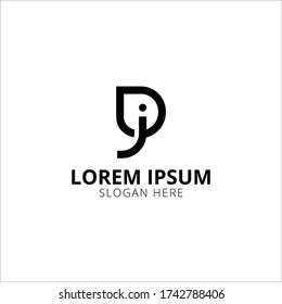 D J logo design template. D J letter vector logo design