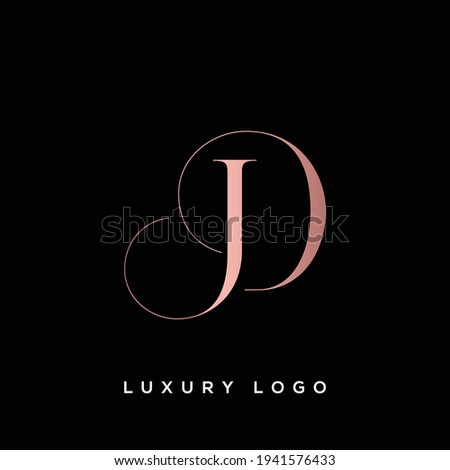 D J Unique Minimal Style golden and black color initial based logo Stock fotó © 