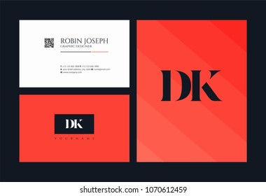 D K, D & K Alphabet joint logo icon with business card vector template.