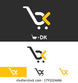 Logotipo mínimo del carrito D + K