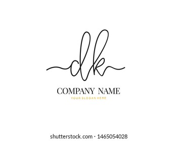D K DK Initial handwriting logo design with circle. Beautyful design handwritten logo for fashion, team, wedding, luxury logo.