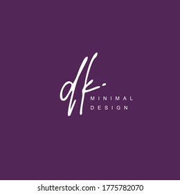 D K DK Initial handwriting or handwritten logo for identity. Logo with hand drawn style.