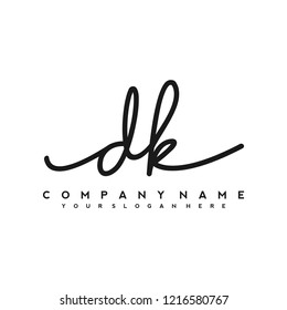 D K Initial handwriting logo vector