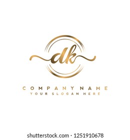 D K Initial handwriting logo vector