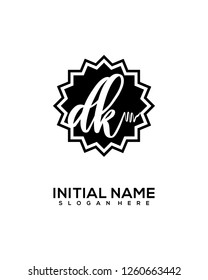 D K Initial Handwriting Logo Template Vector