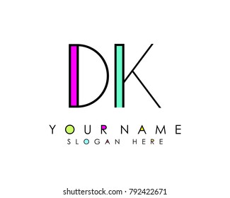 D & K initial minimalist logo template vector