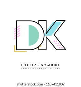 D K Memphis letter style, initial logo template vector full color.