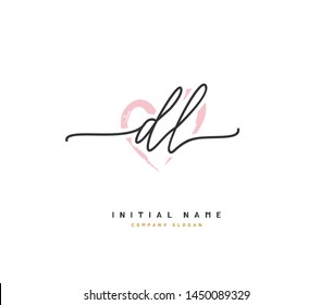 D  L DL Beauty vector initial logo, handwriting logo of initial signature, wedding, fashion, jewerly, boutique, floral and botanical with creative template for any company or business.