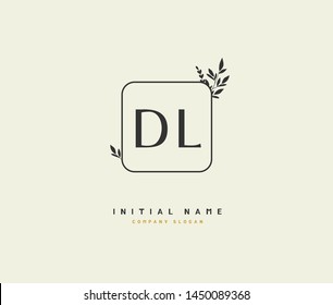 D  L DL Beauty vector initial logo, handwriting logo of initial signature, wedding, fashion, jewerly, boutique, floral and botanical with creative template for any company or business.