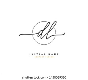 D  L DL Beauty vector initial logo, handwriting logo of initial signature, wedding, fashion, jewerly, boutique, floral and botanical with creative template for any company or business.