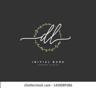 D  L DL Beauty vector initial logo, handwriting logo of initial signature, wedding, fashion, jewerly, boutique, floral and botanical with creative template for any company or business.