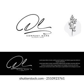 D L DL initial handwriting signature logo