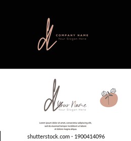 D L DL Escritura manuscrita inicial y logotipo de la firma. Logo inicial del vector de belleza .Moda, boutique, floral y botánica