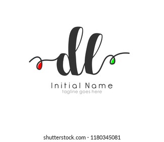 D L Initial handwriting logo vector template