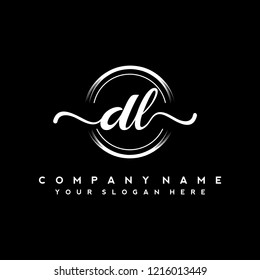 D L Initial handwriting logo vector