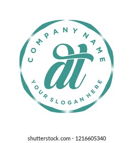 D L Initial handwriting logo vector