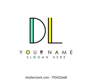 D & L initial minimalist logo template vector