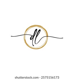 D L Initial Script Letter Beauty Logo Template