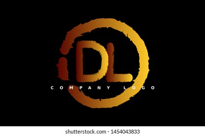 D L Logo. DL Letter Design Vector with gold color. grunge style