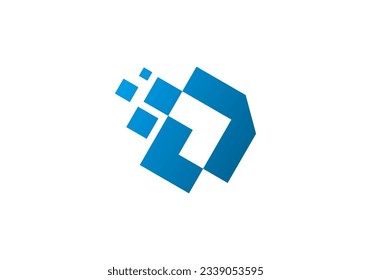 D L technology letter icon logo	