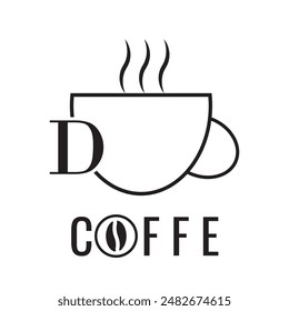 D LATER COFFE LOGO WITH BLACK AND WHITE COLOUR