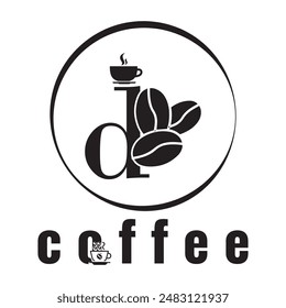 d later coffee logomdesign with black and white colour