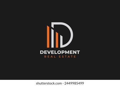 D latter real estate logo and vector